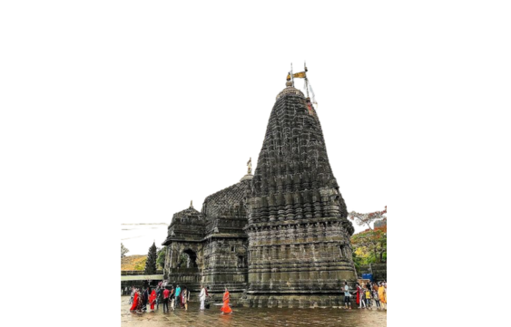 Tranquil Stead Nashik, "Trimbakeshwar Shiva Temple in Nashik surrounded by pilgrims during holy rituals