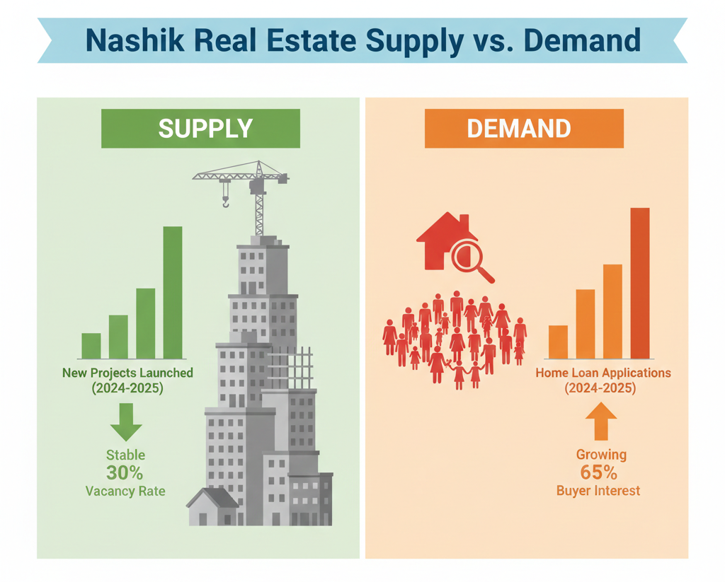 Read more about the article Nashik Real Estate Supply vs Demand: What Buyers Should Know
