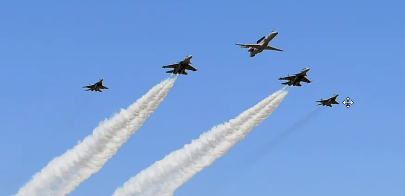 Nashik Airshow 2026 fighter jets flying in tight formation with smoke trails during the historic airshow over Nashik skies